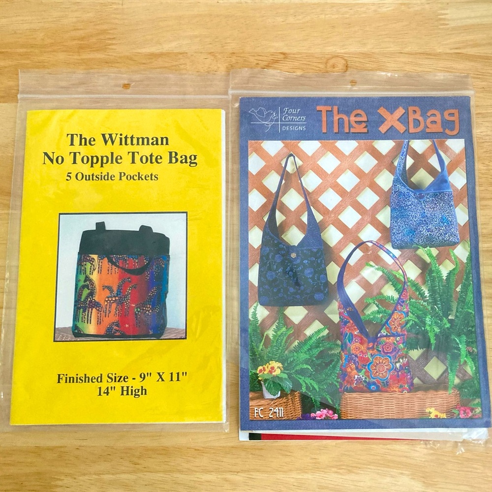 2 Tote/ Handbag Patterns X Bag Four Corners Designs